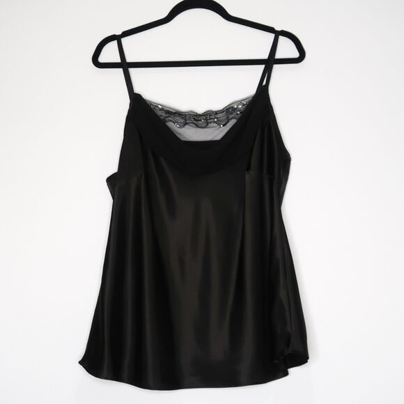 Lane Bryant Womens Tank Top Plus Size 14 Black Satin Embellished Goth Minimalist - Picture 1 of 7